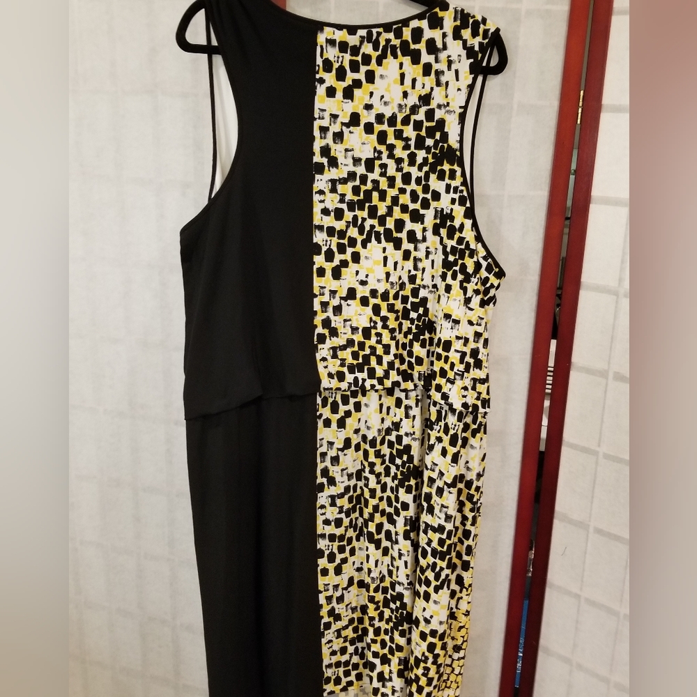 Mixed print dress. Faux drawstring. Size 24W by London Times - Picture 2 of 4